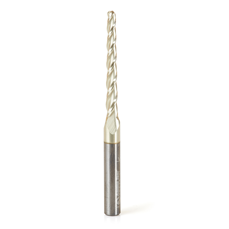 Fraise CNC Amana Tool 46280-K - Pointe à Bille Conique 6.2° X 1/32" De Diamètre X 1" De Hauteur De Coupe - Pour Sculpture 2D & 3D