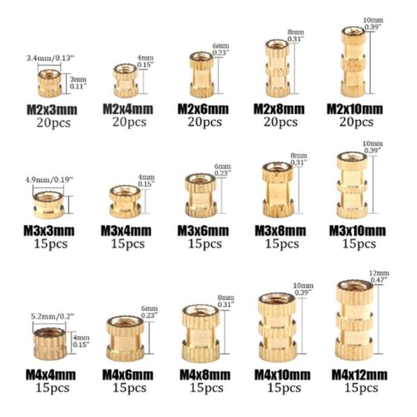 250 Pcs M2 M3 M4 Female Insert Kit