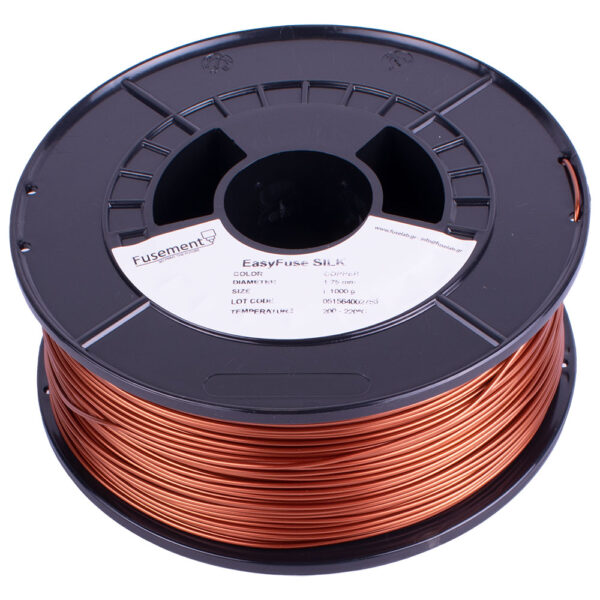 Υψηλής ποιότητας νήμα εκτύπωσης 3D σε χρώμα silk copper και υλικό PLA από την εταιρεία Fusement. Ιδανικό για ακριβείς και λεπτομερείς εκτυπώσεις 3D, αυτό το Silk cooper PLA νήμα προσφέρει υψηλή ποιότητα και αξιοπιστία στις δημιουργικές σας διαδικασίες.