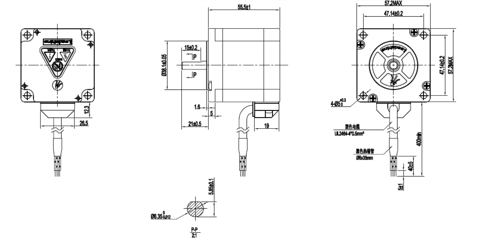 Μηχανικό σχέδιο- διάγραμμα stepper motor 57cm13